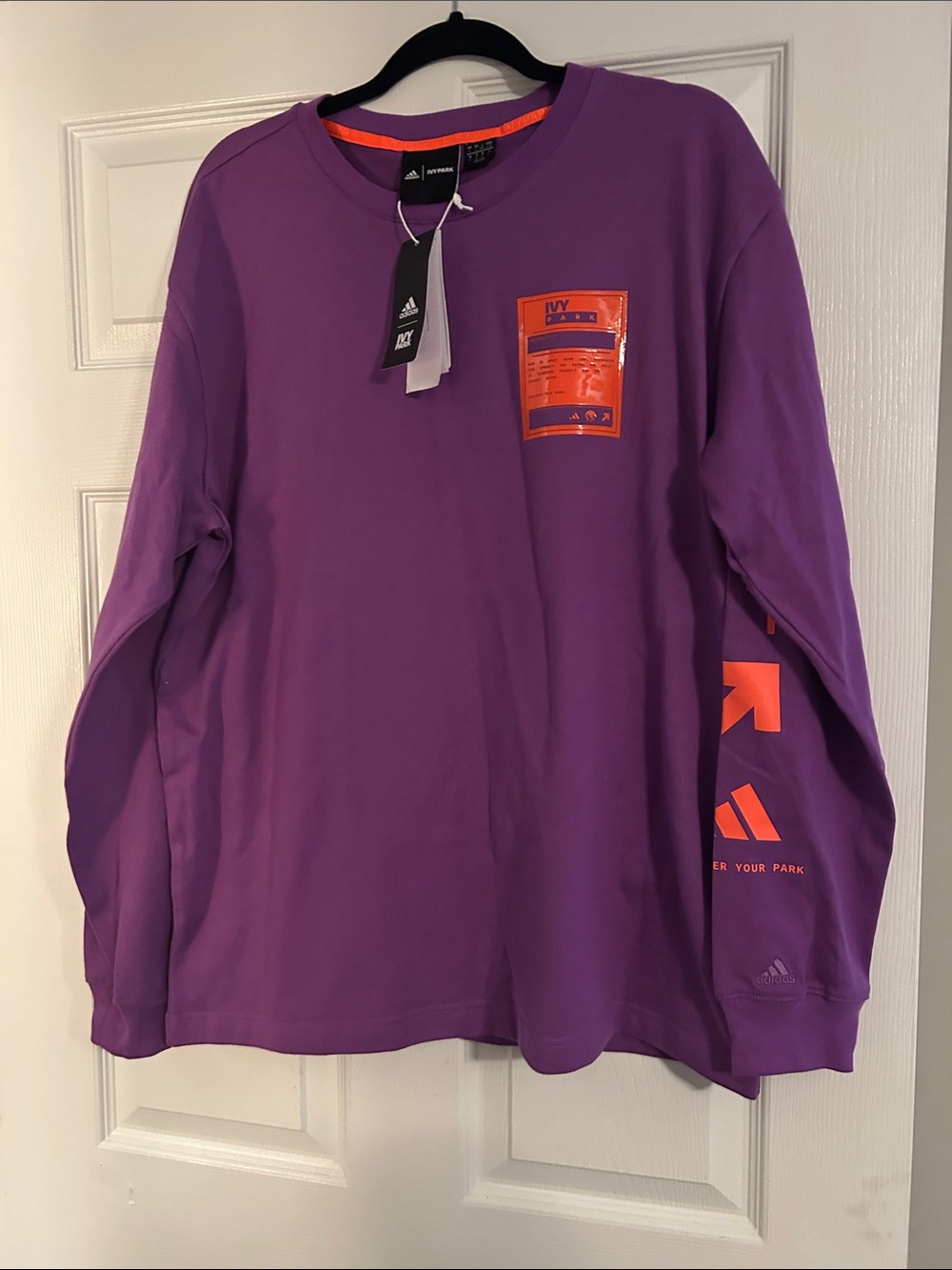 adidas Purple Long-Sleeve Tee with Orange Graphics Ivy Park